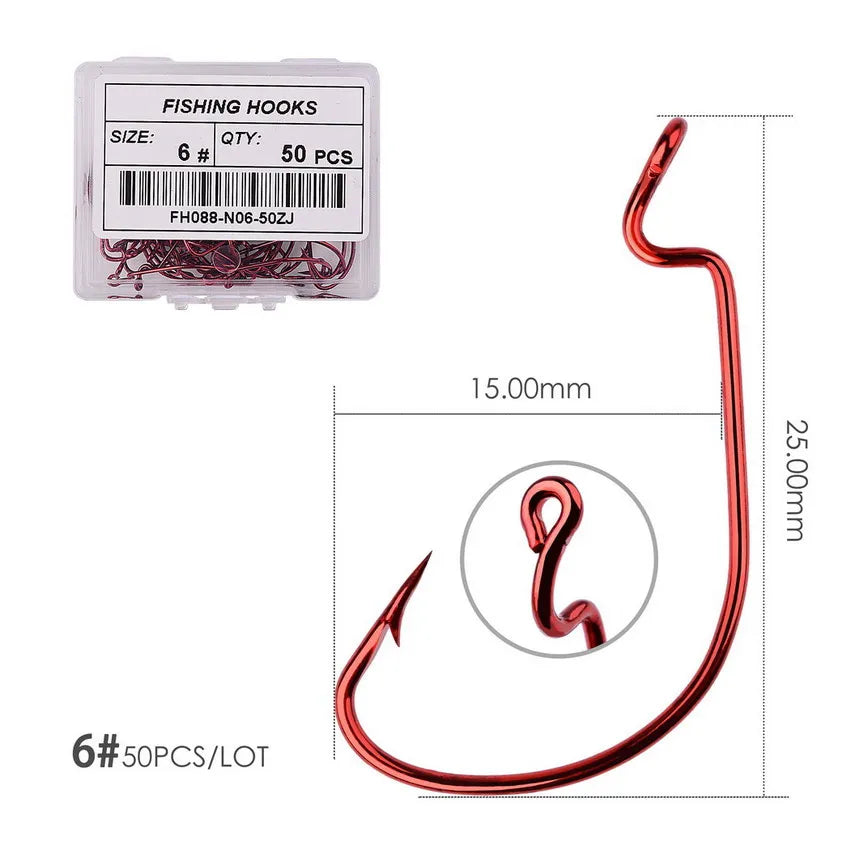 Móc Câu Nghiêng Jig Đầu Rộng 50pcs - Cá Chép Mềm