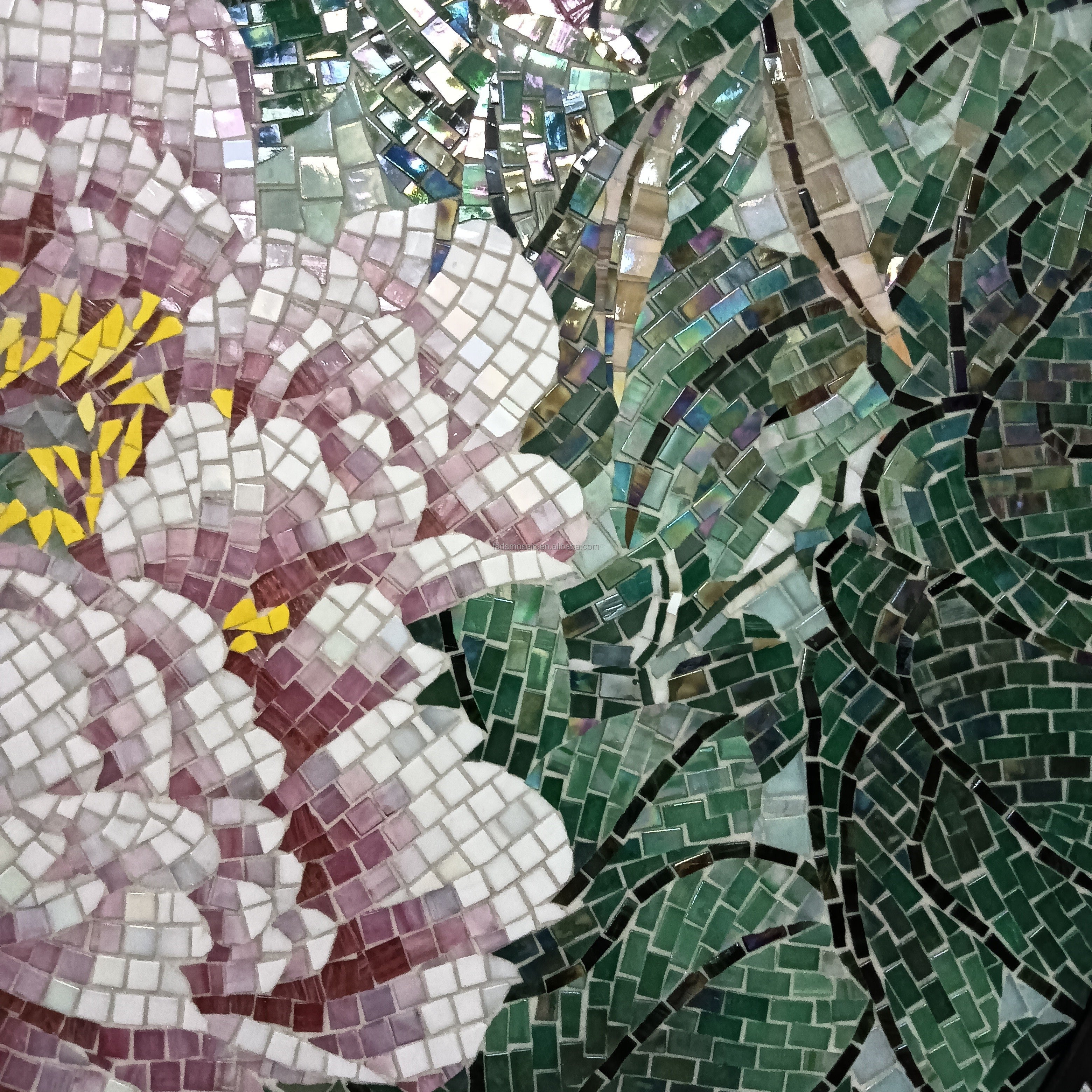 Handmade glass mosaic flower table decoration 