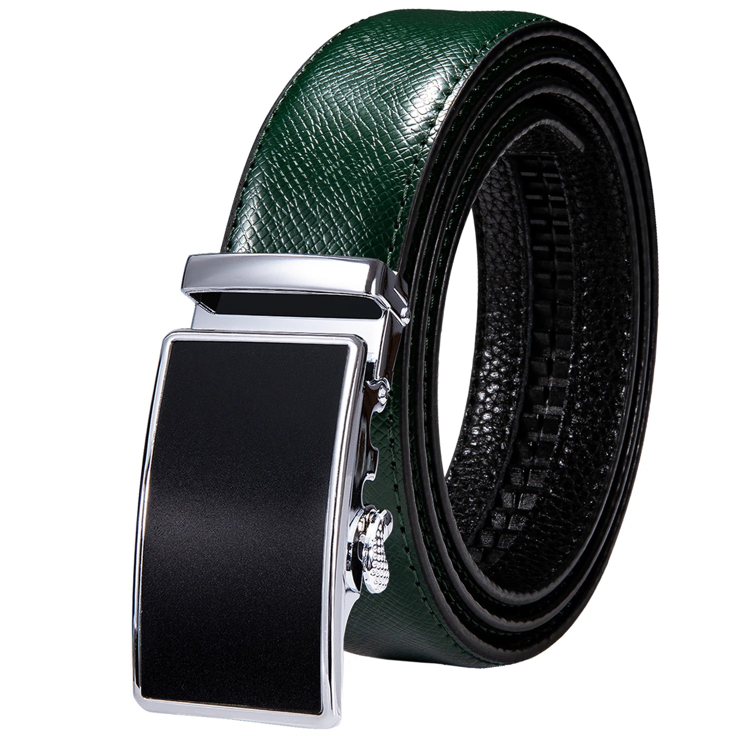 Men's Classy Blue Leather Belt, Automatic Buckle