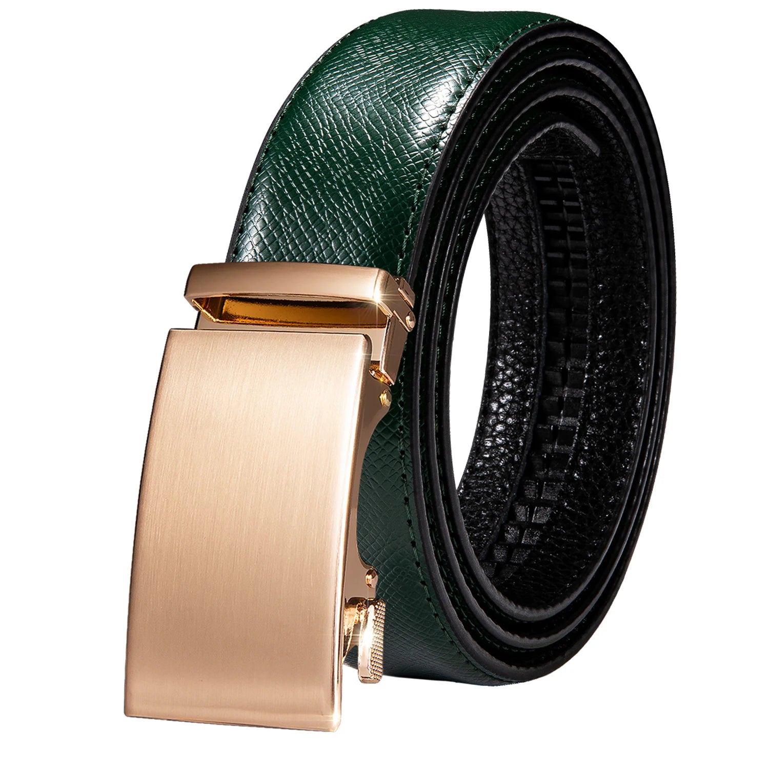 Men's Classy Blue Leather Belt, Automatic Buckle