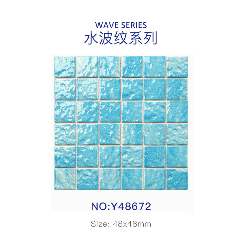 Swimming pool glass mosaic tile supplier design pattern anti-slip surface luxury ocean style 