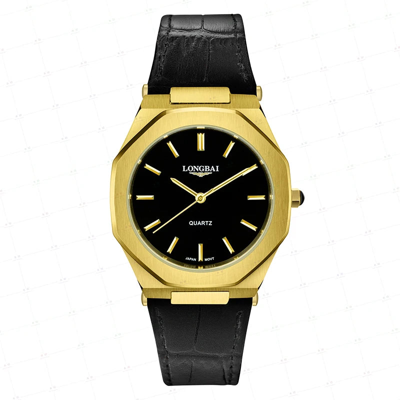 Đồng Hồ Nam Da Bát Giác Nhật Chống Nước Thời Trang