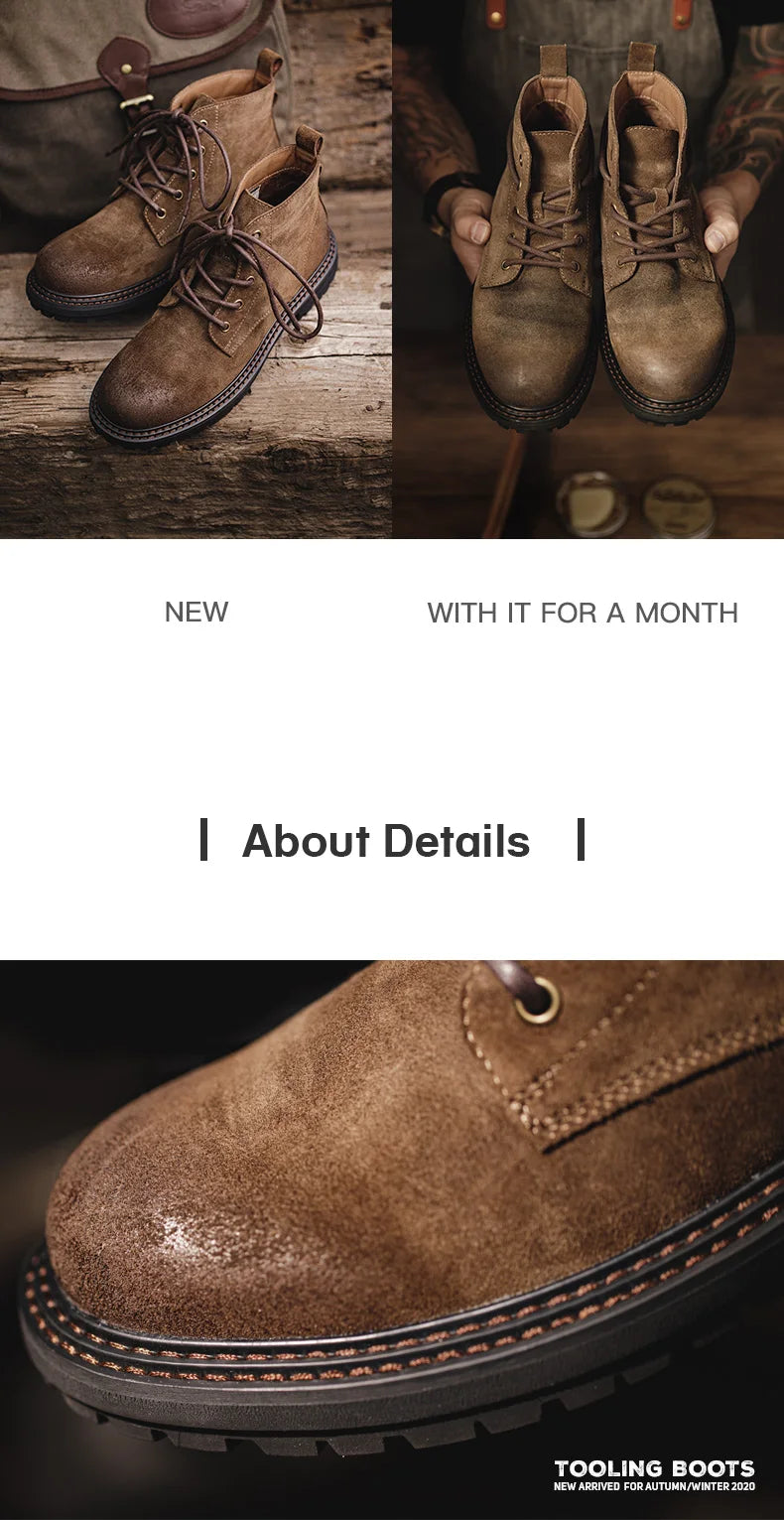 Giày Boot Nam Da Lộn Cổ Cao Lót Lông Maden Vintage