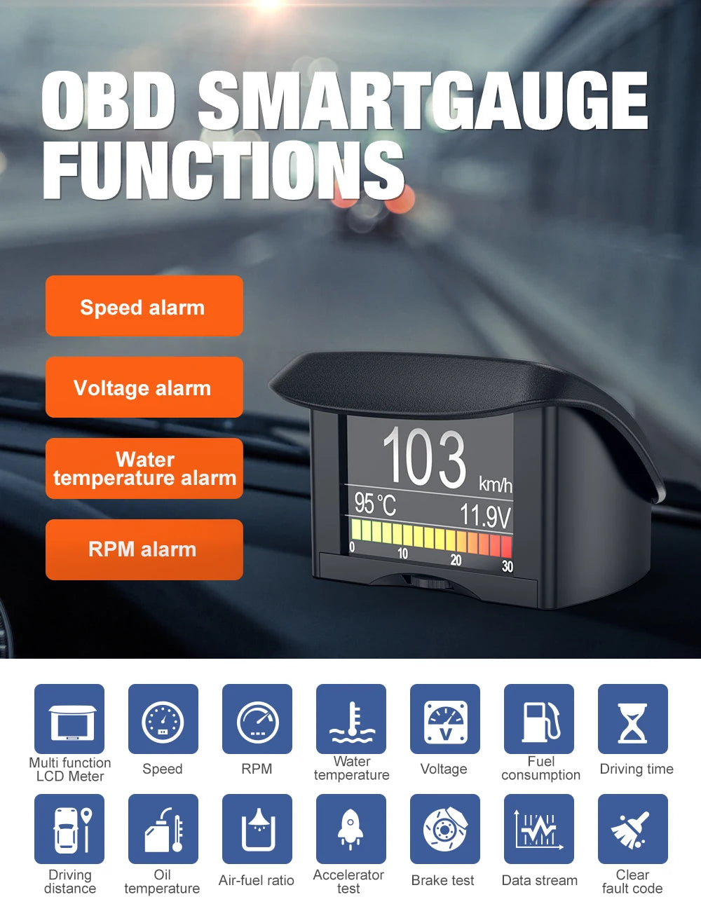 ANCEL A202 On-board Computer Car Digital Computer Display Speed Fuel Consumption Temperature Gauge OBD2 Automobile Scanner - Daisan Mart