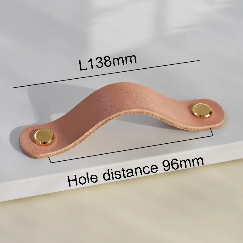 Nordic Style Pink Leather Handle Furniture Drawer Cupboard Kitchen Cabinet Door Knobs Pull Children's Room Cabinet Handles