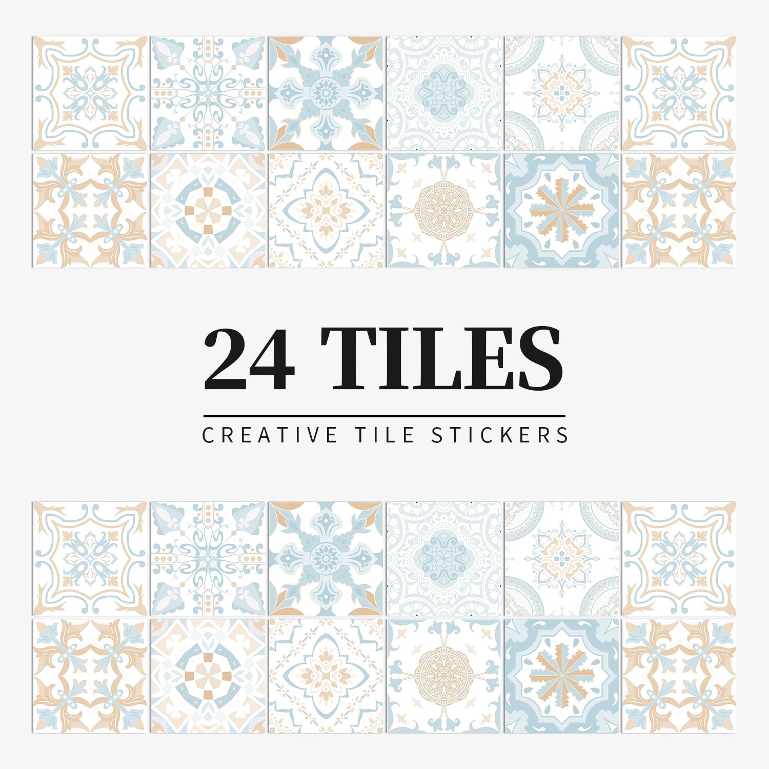 24pcs/set Light Color Tiles Sticker Wall Stickers Kitchen Bathroom Home Renovation Wallpaper Waterproof Self-adhesive Wall Decal