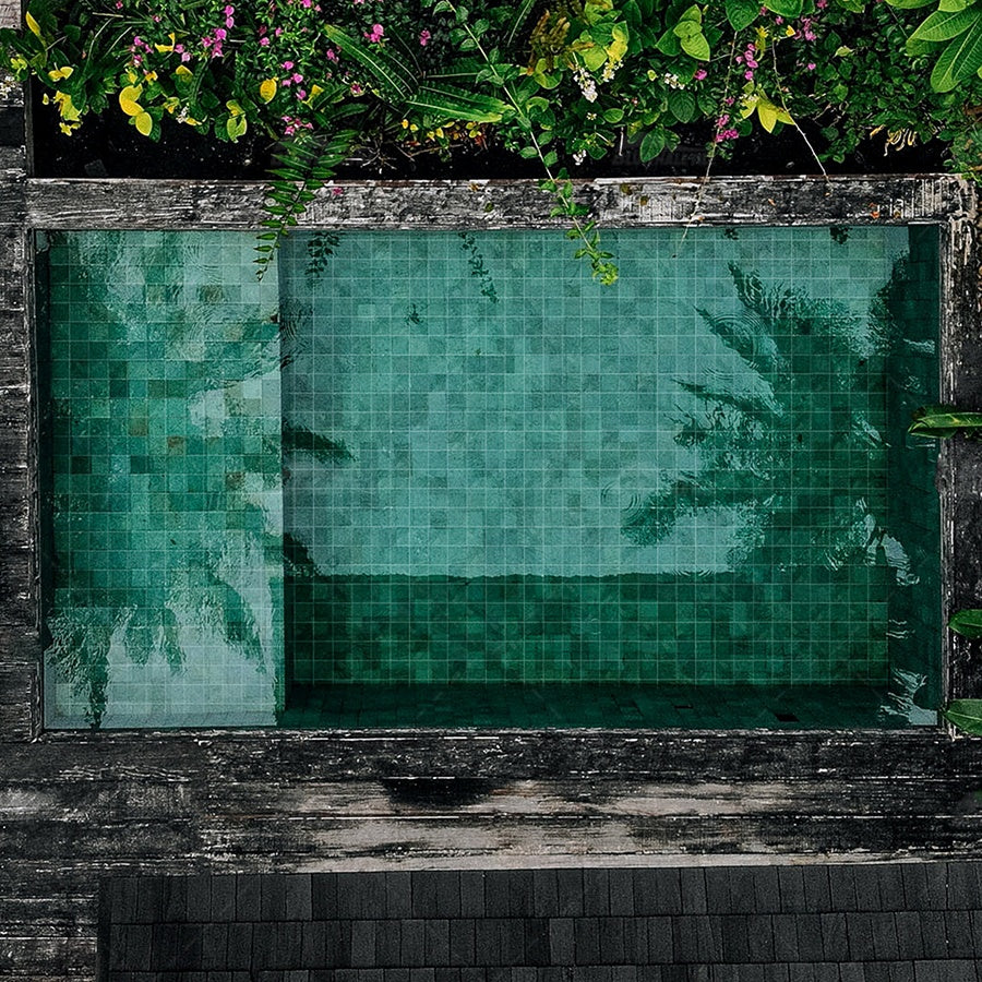 Bali Sukabumi natural blue glossy glazed marble mosaic tiles for swimming pool 