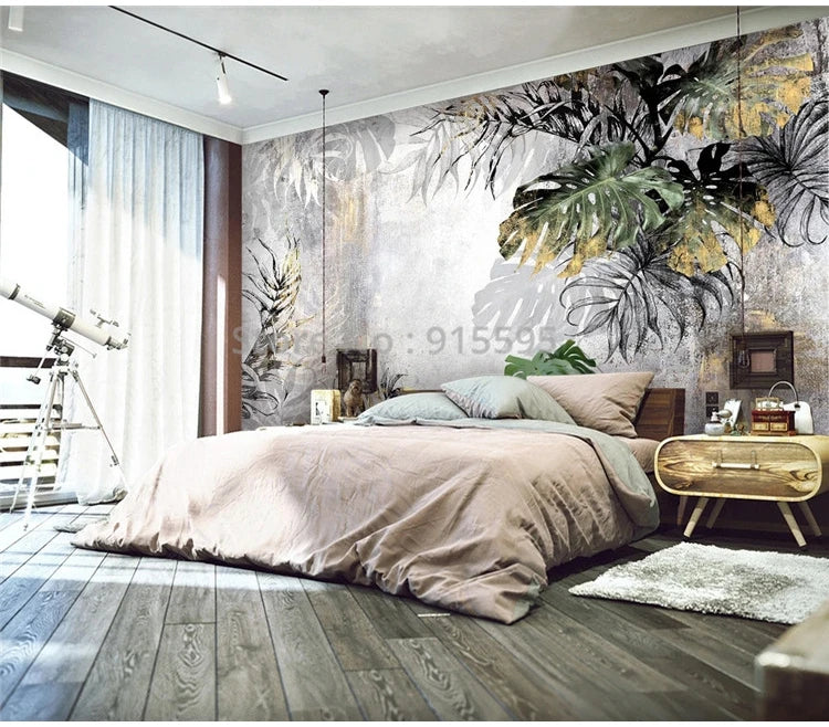Custom Any Size Mural Wallpaper Modern 3D Tropical Rain Forest Leaves Fresco Living Room TV Sofa Background Wall Papel De Parede
