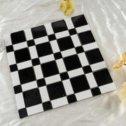 Entertainment facilities use black and white self adhesive square wall tiles, waterproof mosaic wall tiles for kitchen 