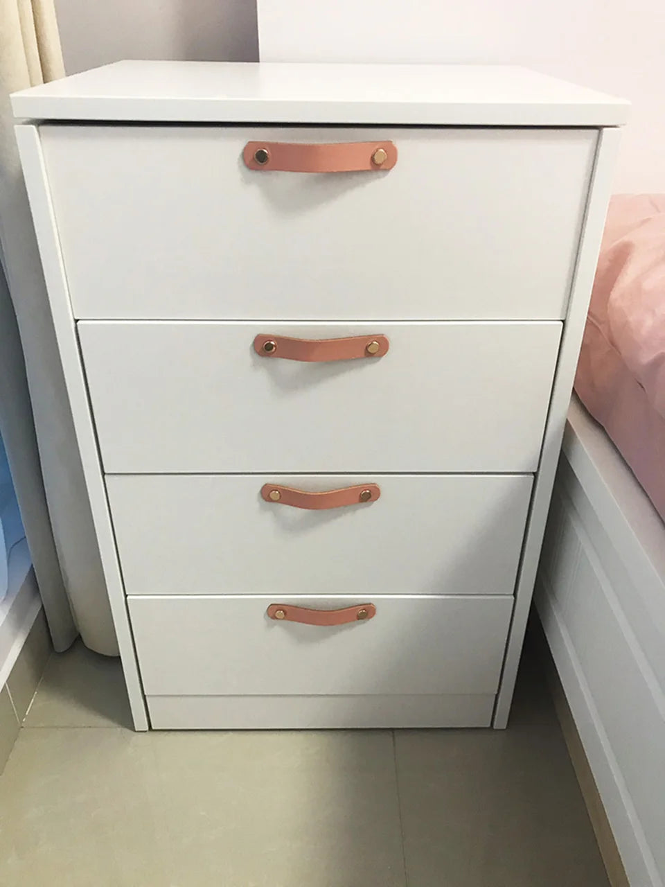 Nordic Style Pink Leather Handle Furniture Drawer Cupboard Kitchen Cabinet Door Knobs Pull Children's Room Cabinet Handles