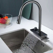 High-end brass smart rotating kitchen faucet creates digital electric rainwater 