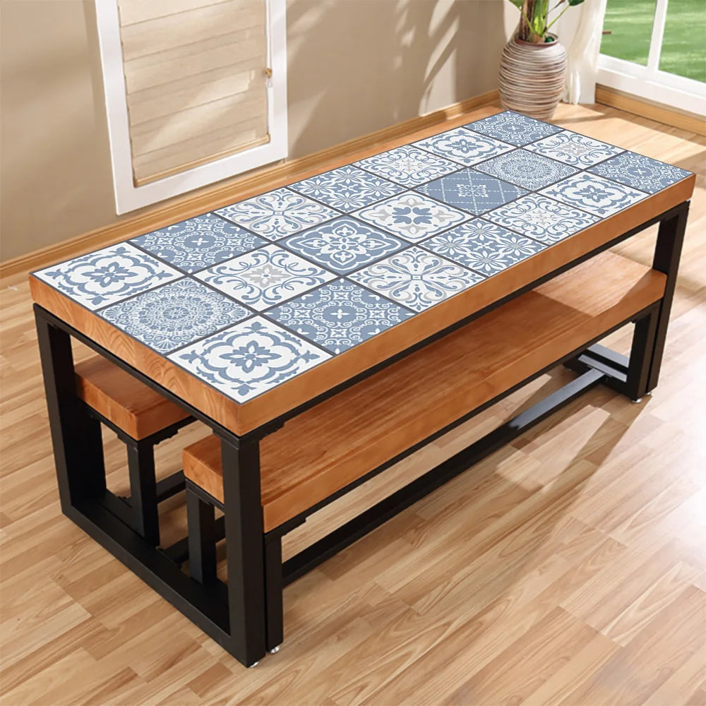 10 Pieces PVC Blue Gray Brick Wall Stickers