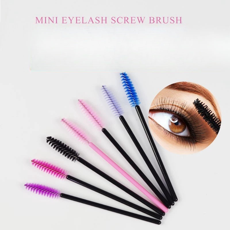 50 Disposable Mascara and Eyelash Extension Brushes with Convenient Eco-Friendly Plastic Handle 
