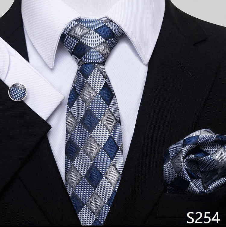 Cà vạt nam xanh vàng 65 màu - Bộ quà tặng cưới