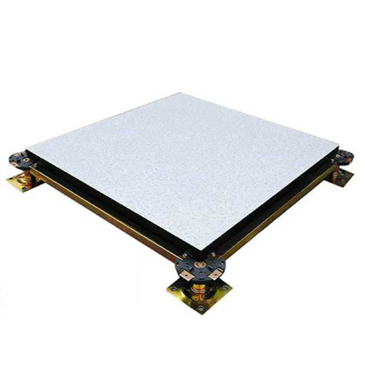 Conductive wood core raised floor system with aluminum base helps control static electricity effectively in office space 