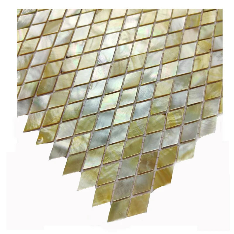 Rhombus Mother of Pearl Mosaic Tile Seashell Mosaic Tile for Wall Natural oyster Black butterfly Gold White Affordable - Daisan Mart