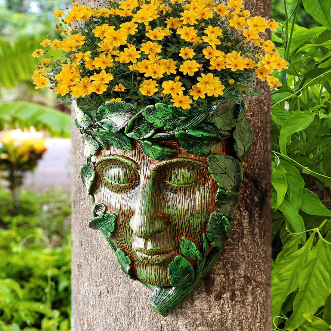 Unique Human Face Tree Ornament - Halloween Home Decor & Garden Decor for Outside, Fit Patio Resin Craft Ornament - Daisan Mart