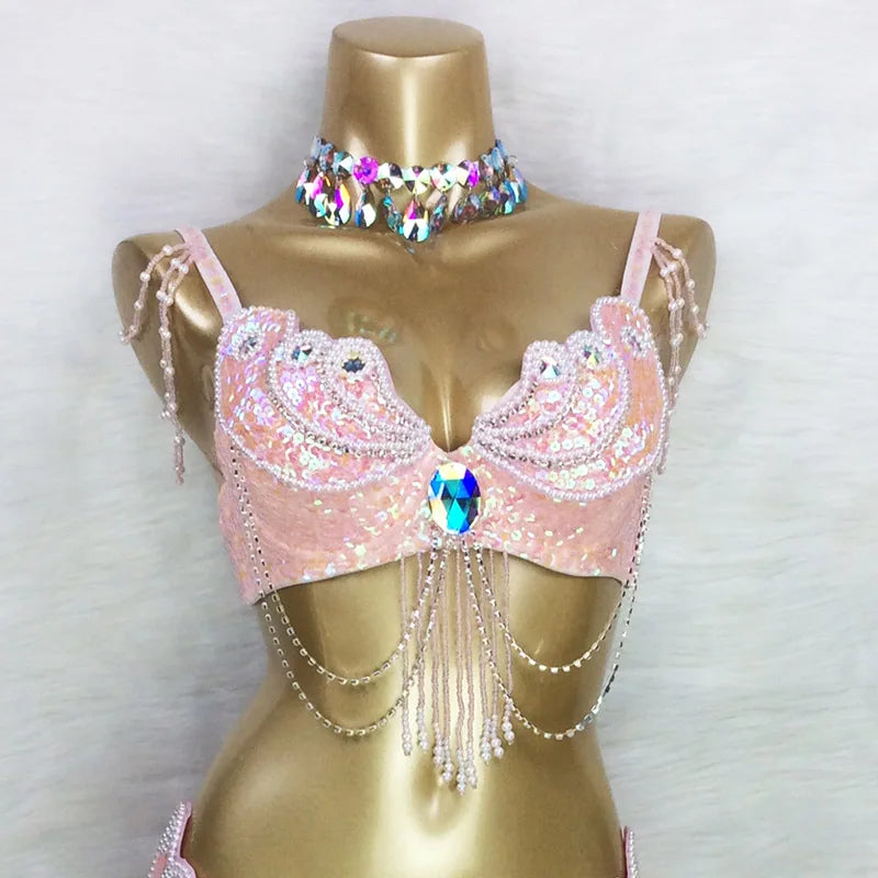 Áo Bra Múa Bụng Đính Hạt Sequin Gợi Cảm Sân Khấu - Daisan Mart