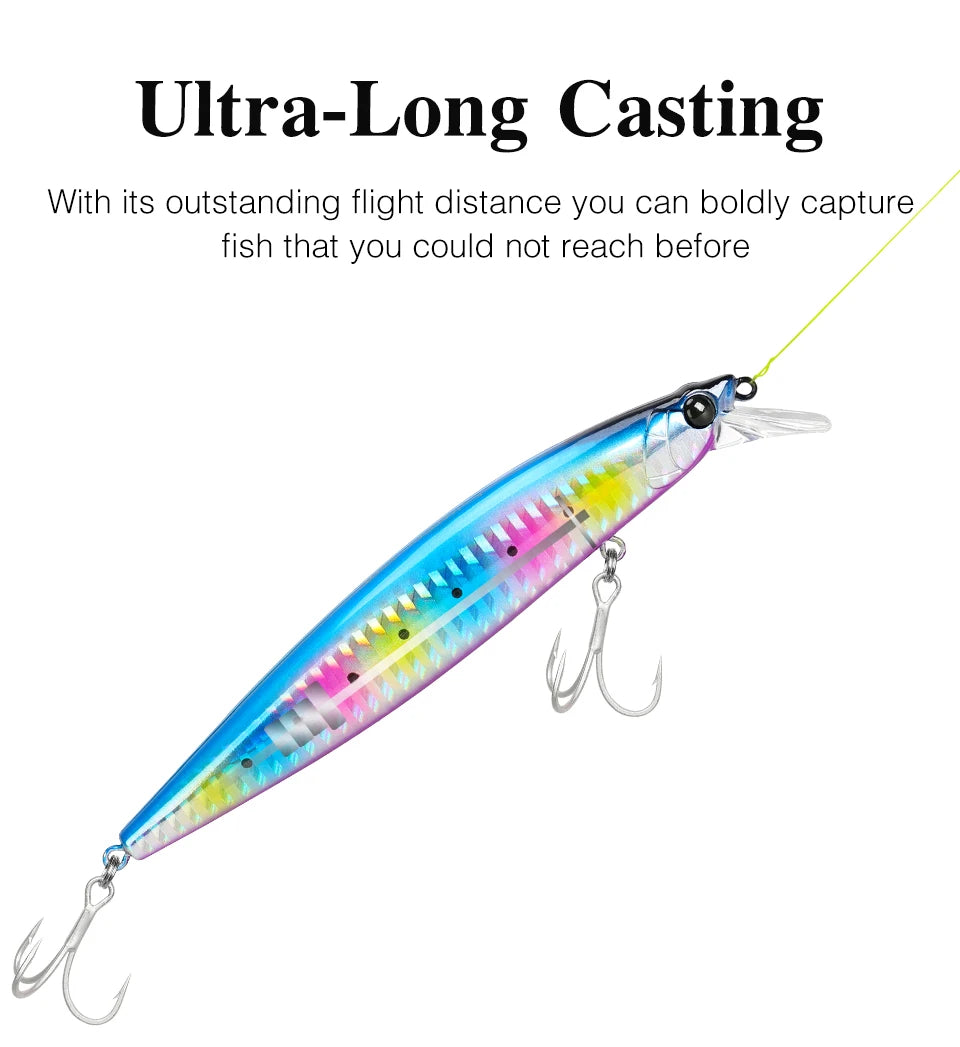 TSURINOYA 120F Ultra-long Casting Floating Minnow Saltwater Fishing Lure STINGER 120mm 19g Range 30-100cm Artificial Hard Baits