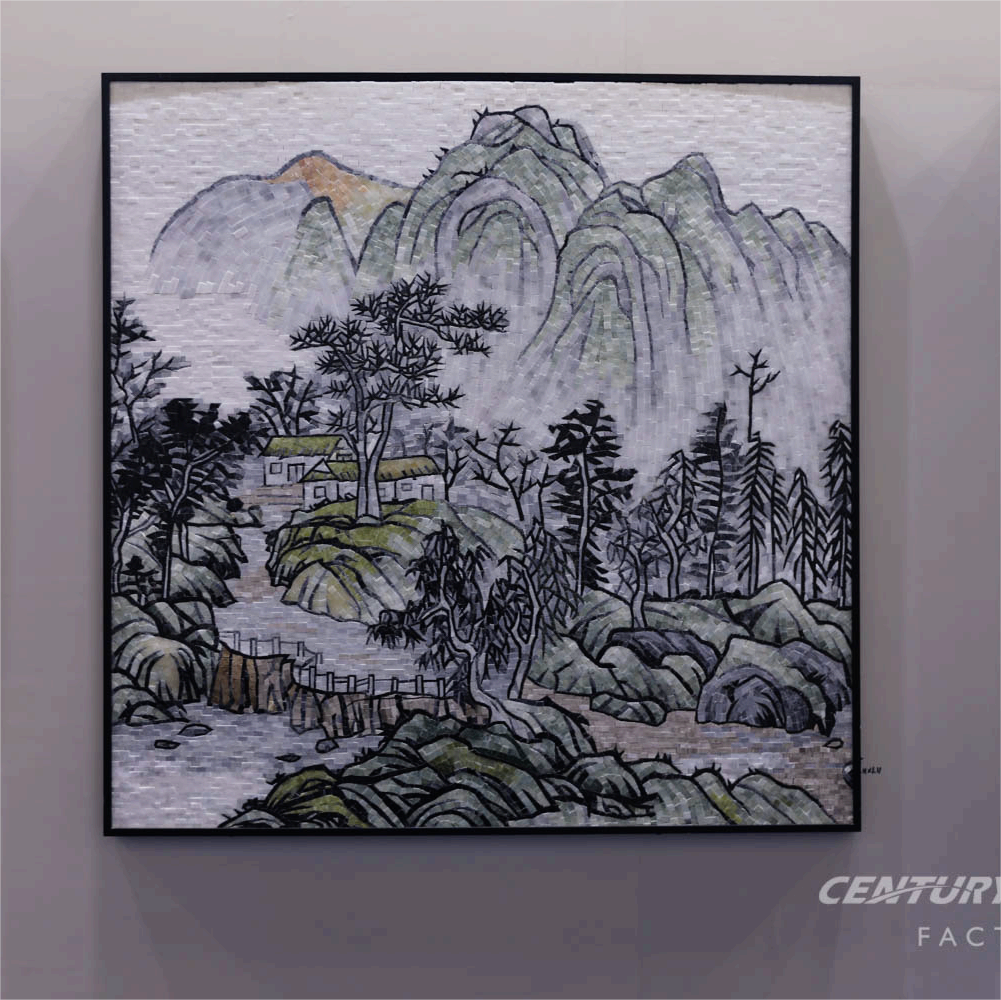 Handmade Stone And Grass Mosaic Tiles For Living Room Wall Decoration