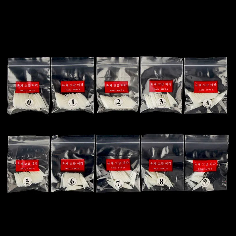 500Pcs False Nail Art Tip Stilettos Acrylic UV Gel False Nail Extension Sharp Transparent French Style