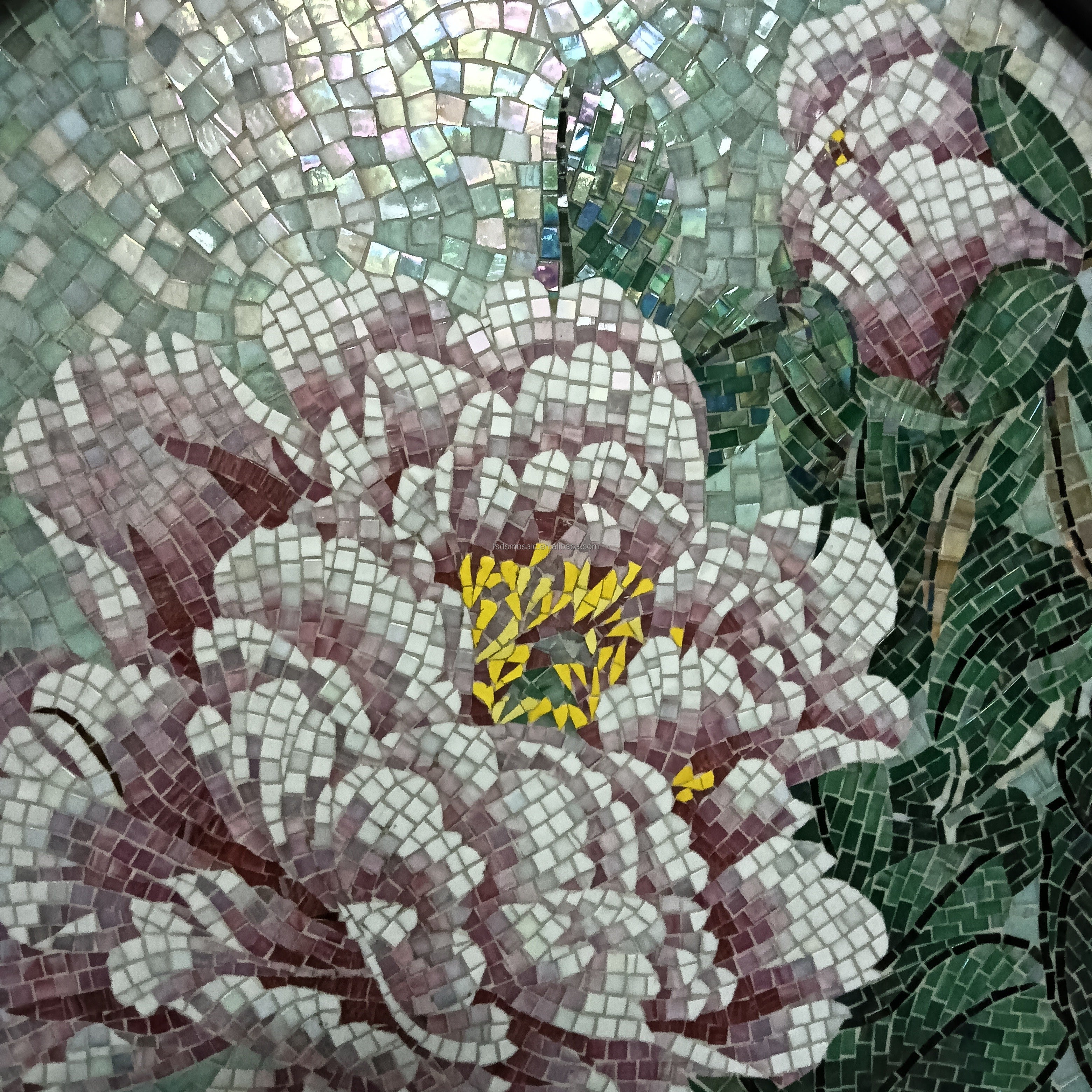 Handmade glass mosaic flower table decoration 