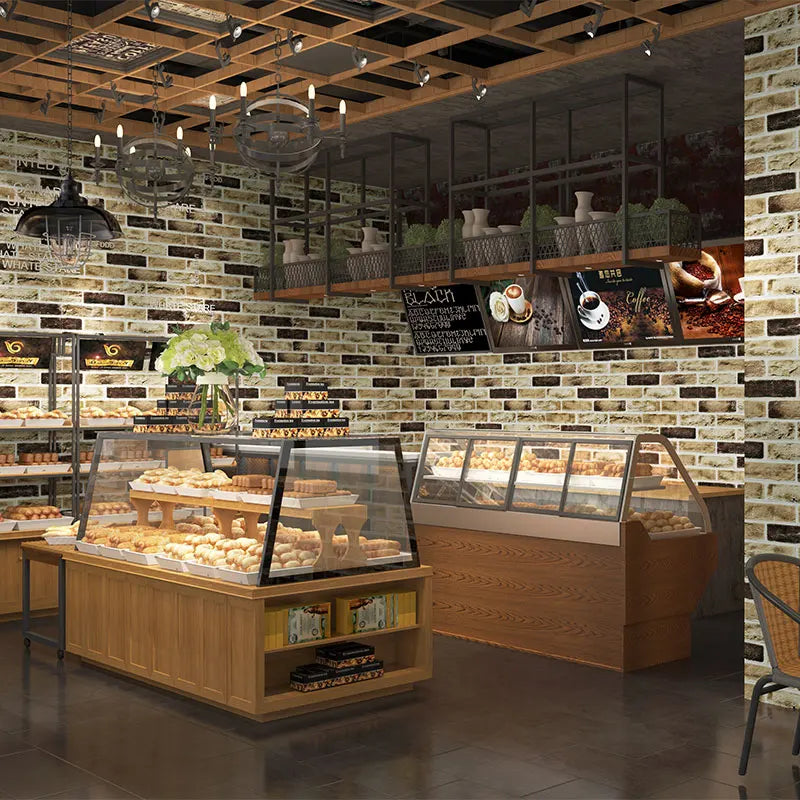 Wallpaper self-adhesive 3D three-dimensional wall stickers wall soft package shop decoration wall skirt wall board red brick