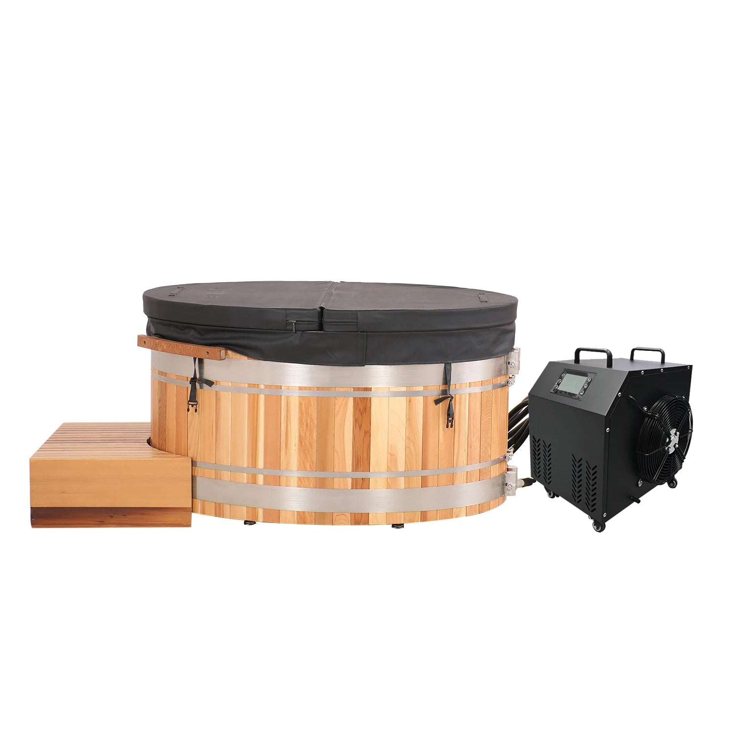 HELIUS Home Cold Plunge Bathtubs Red Cedar Cold Plunge Tub with Water Chiller Cold Plunge Pool