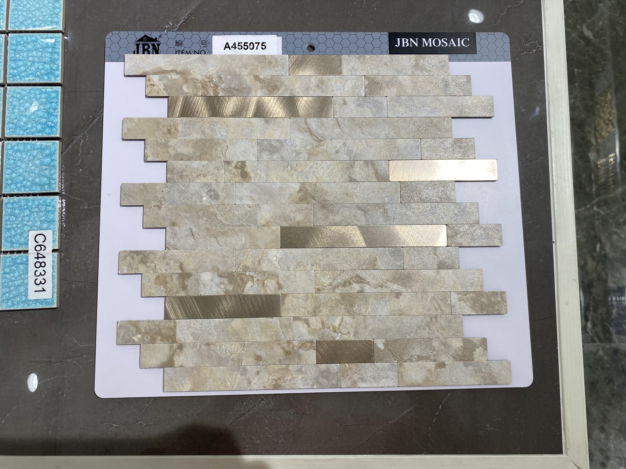Modern white mosaic PVC tiles, easy to install, 3M acrylic adhesive 