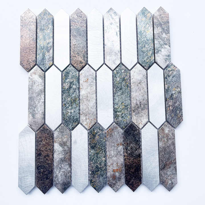 LPD2202 Modern long hexagon aluminum mosaic wall tiles for interior decoration of kitchen, bathroom, living room 
