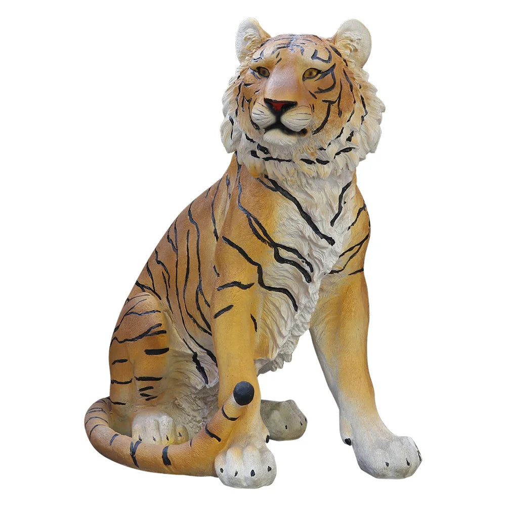 US Stock Lifelike Yellow Tiger Resin Statue, Outdoor Garden Animal Decor - Daisan Mart