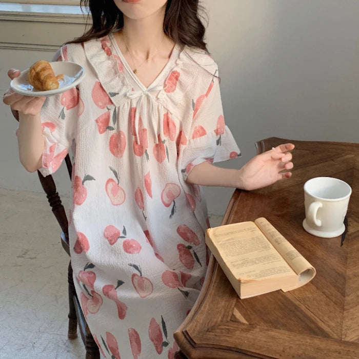 2025 Summer Floral Pajamas Set Cotton Women Big Size Cool