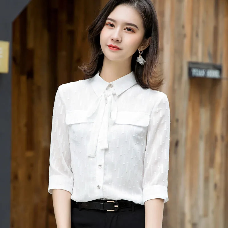 Áo Sơ Mi Nữ Công Sở Tay Lỡ Vải Voan 2022