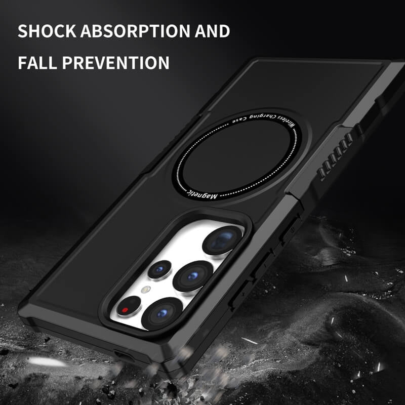 Wholesale High Quality TPU Magnetic Armor Shockproof Wireless Charging Phone Case For Samsung S23 Ultra 