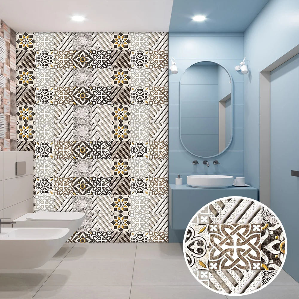 10 Pieces PVC Blue Gray Brick Wall Stickers