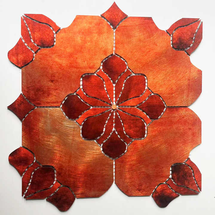 2025 Design Modern Luxury Orange Flower Mosaic Art Wall Tiles for Kitchen, Living Room, Bathroom, Villa, Wall Decoration 