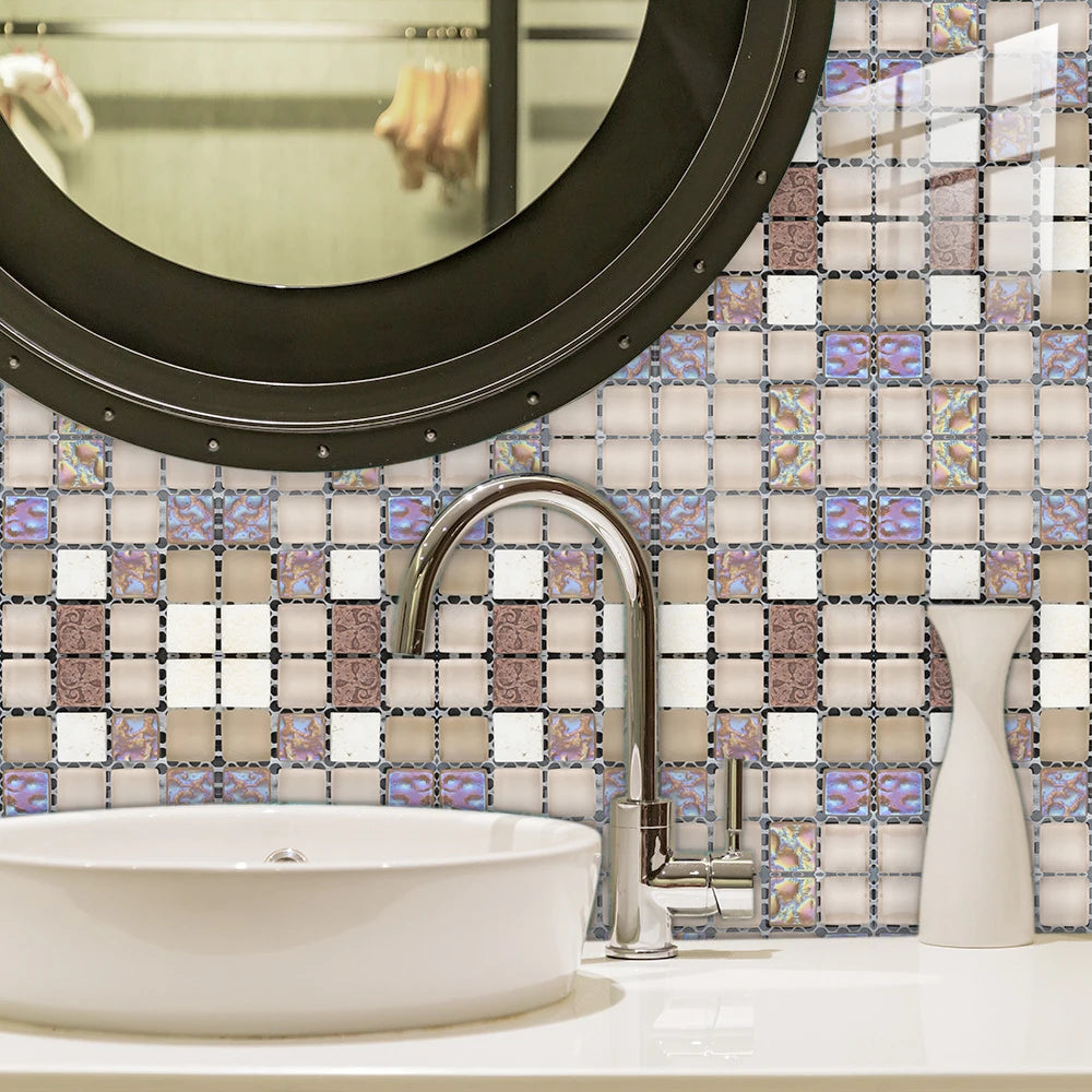 Bộ 10 Miếng Dán Gạch Kính PVC Cho Nhà Bếp & Phòng Tắm