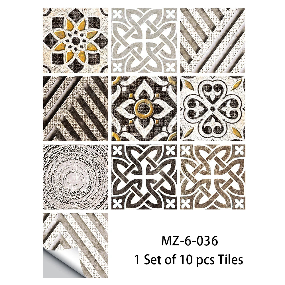 10pcs Blue &amp; Gray Matte Surface Wall Sticker Film For Tiles /Ground in Kitchen Backsplash Floor PVC Art Wallpaper Peel &amp; Stick