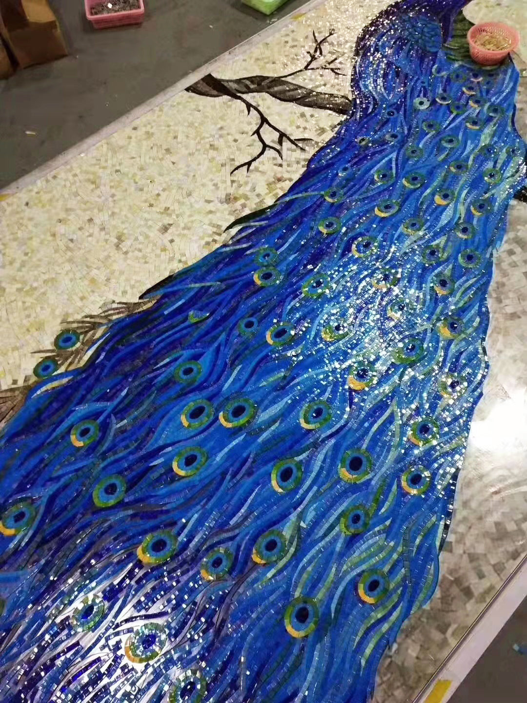 Custom Modern Flower and Bird Decorative Wall Mosaic 