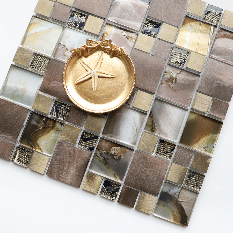 Foshan square stainless steel metal mosaic tiles 