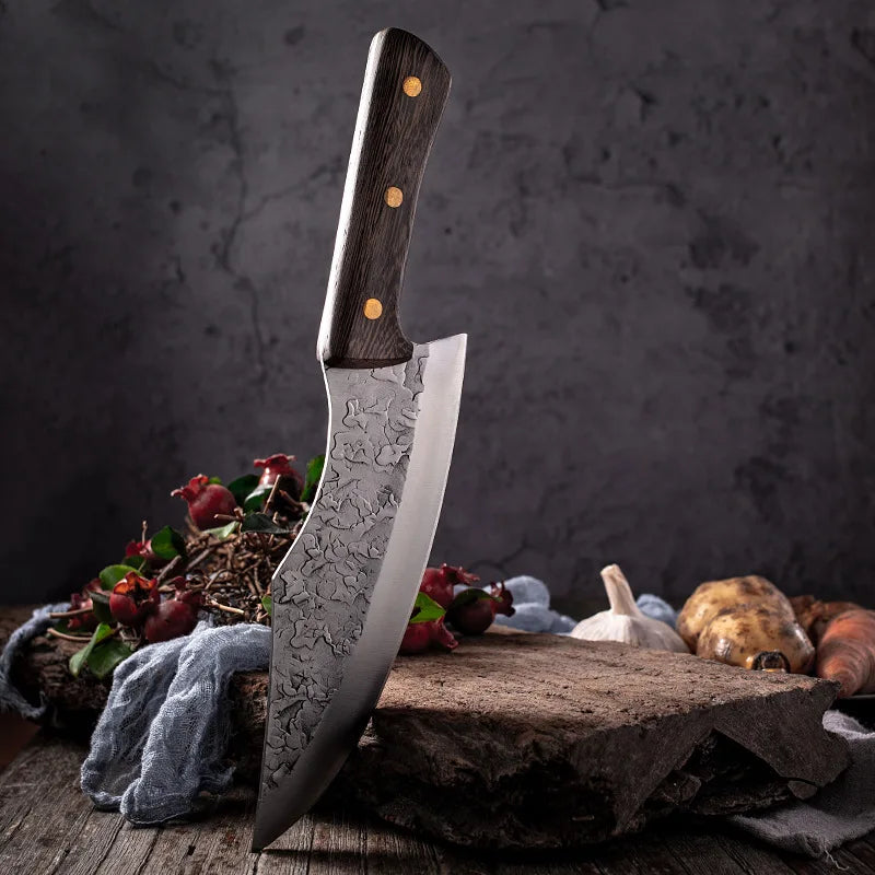 7.6inch Handmade Forged Kitchen Knife Butcher Meat Chopping Cleaver Chinese Chef Knife 5CR15 Stainless Steel - Daisan Mart