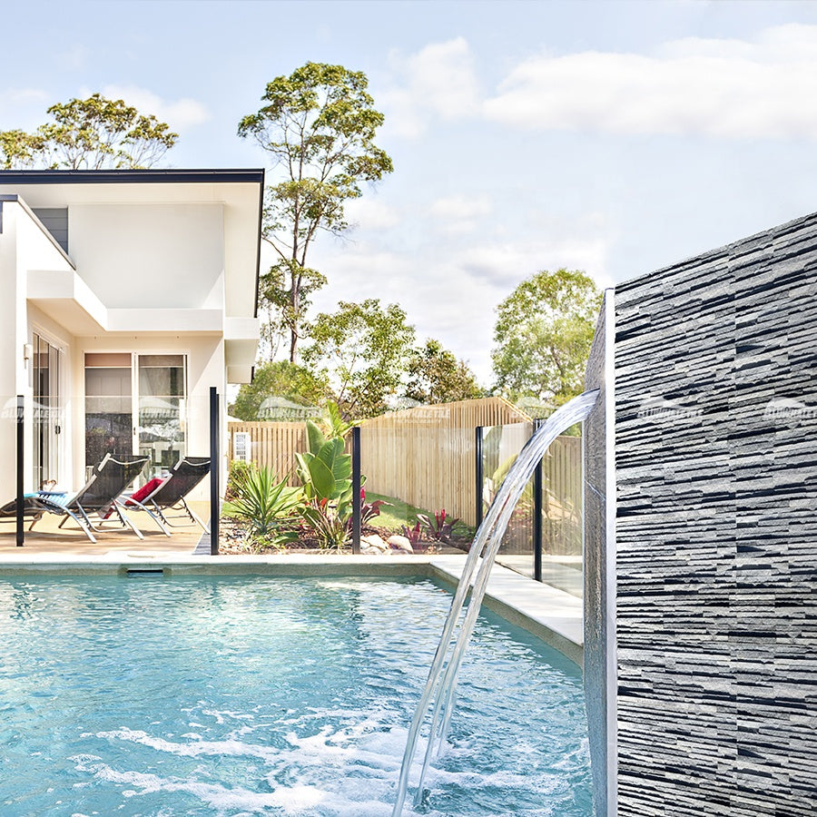 Bluwhale Hotel Swimming Pool Tiling Project with Natural Slate and Limestone 