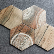 Modern design anti-slip wood-like hexagonal tiles for wall and floor decoration 