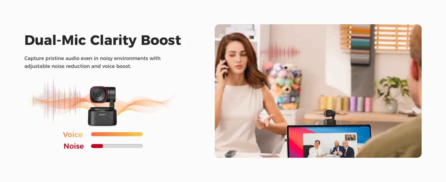 OBSBOT Tiny 2 Lite - 4K HDR 60FPS AI Camera For Conferences