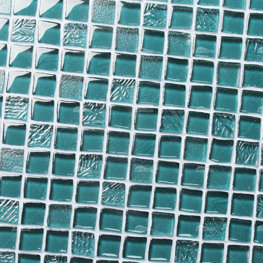 Square glossy glass MOSAIC tiles for swimming pool and bathroom, 8mm thick, 23x23mm 