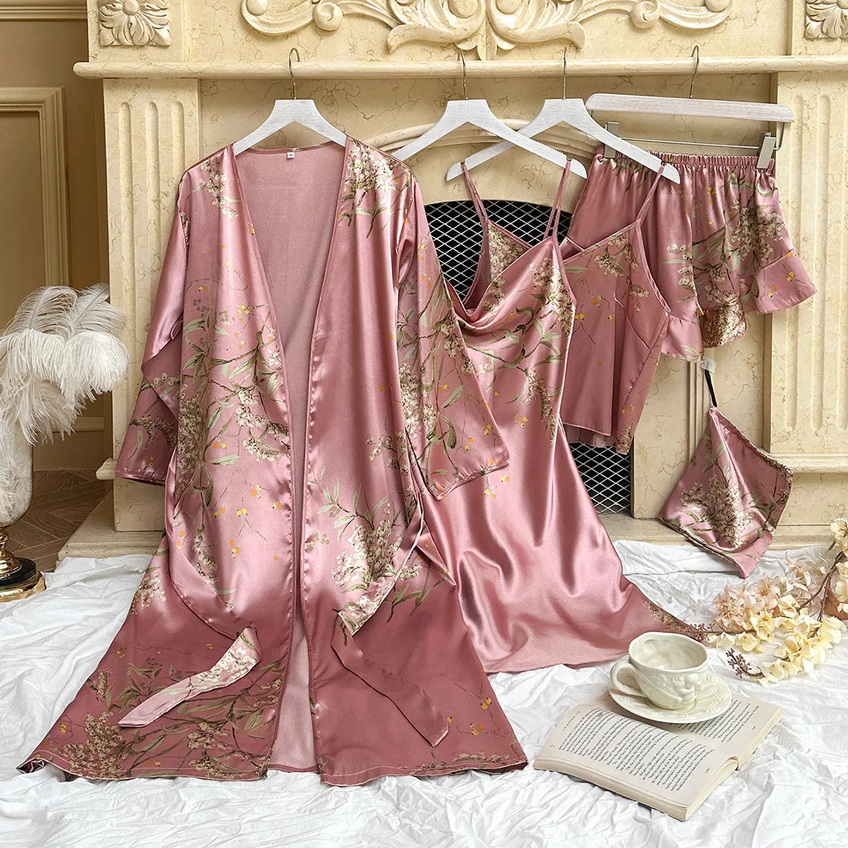 5-Piece Women's Pajamas Set Simple Thin Long