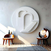 JZ Wabi Sabi Large 3D Building Home Decor Wall Art Multimedia Art Handmade Wood Carving Abstract Wall Art 