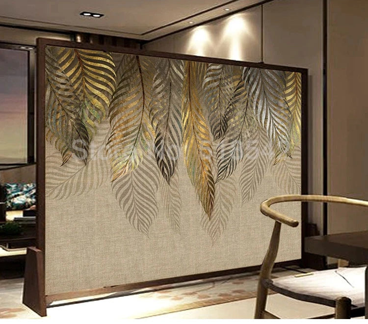 Custom Mural Wallpaper For Bedroom Walls 3D Modern Art Leaves TV Background Wall Painting Living Room Bedroom Home Decor Paper