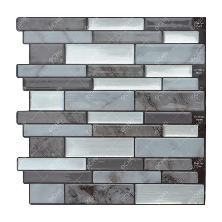 Waterproof vinyl wall tiles, 3D peel and stick stone pattern 