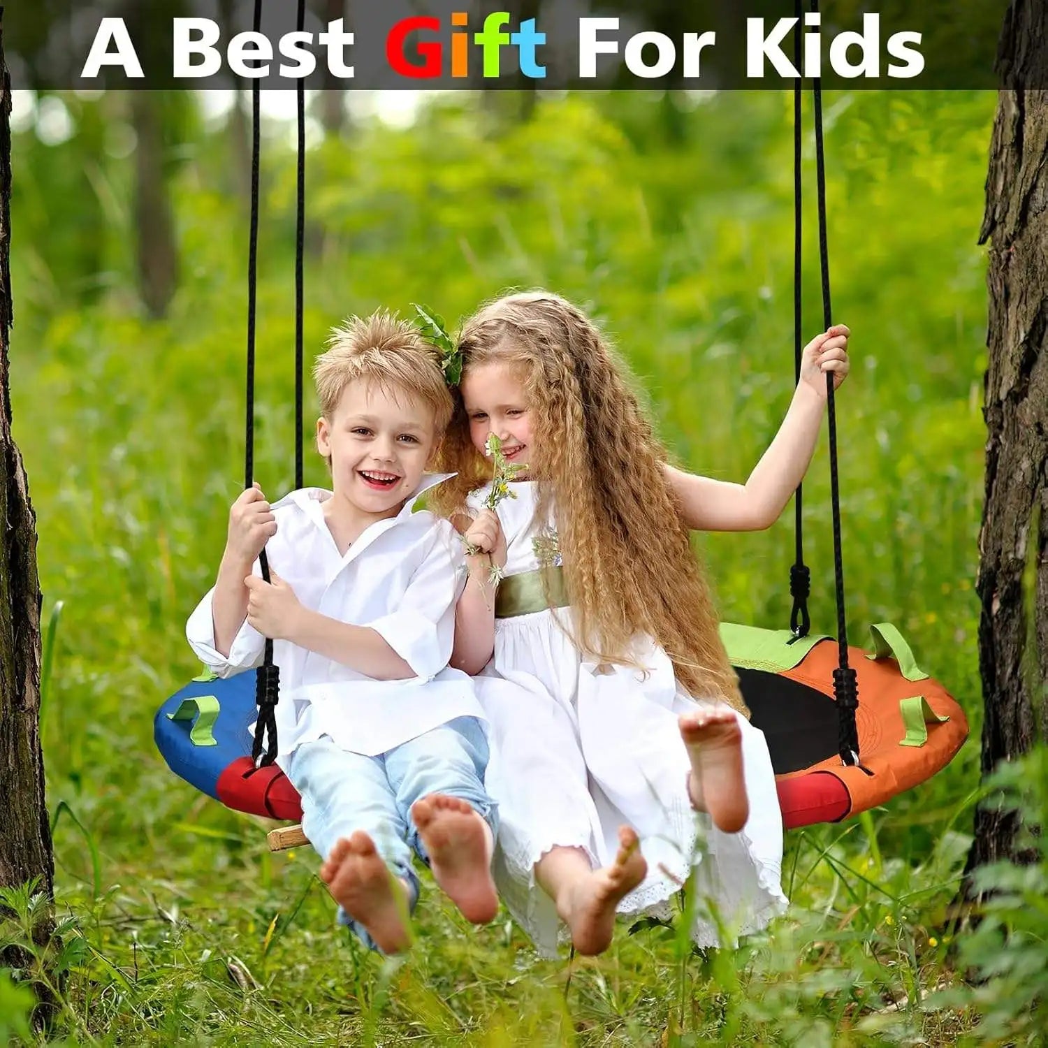 Zoshine  Four-color 48 Inch Fabric Tree Swing Strong Frame Max Capacity Safety for Kids Play in Public Green Space - Daisan Mart